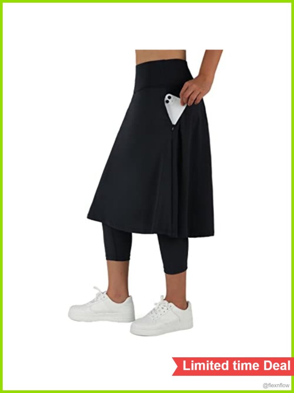 Skirted Leggings with Pockets High Waist Active Skirt